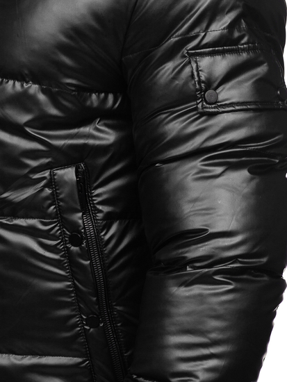 Черно капитонирано зимно мъжко спортно яке Bolf EX2125