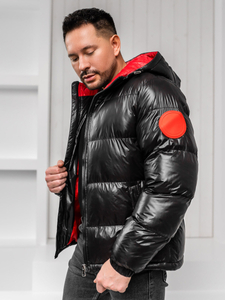 Черно ватирано мъжко зимно яке Bolf 5M3198