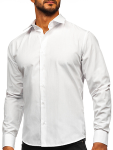 Бяла елегантна мъжка риза с дълъг ръкав Bolf 24740