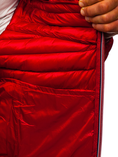 Червено капитонирано преходно мъжко спортно яке Bolf 6574