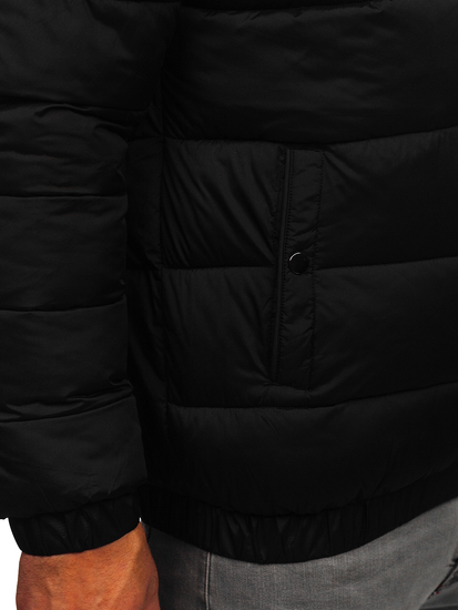 Черно ватирано мъжко зимно яке Bolf 31M5015