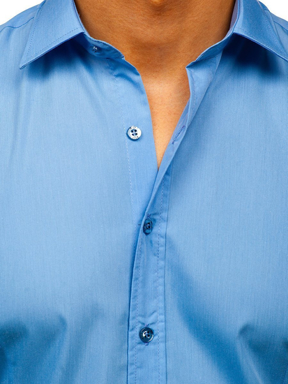 Светлосиня елегантна мъжка риза с дълъг ръкав Bolf 1703