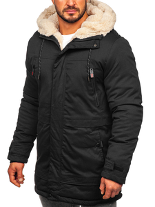Черно мъжко яке зимно парка Bolf 22M51
