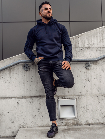 Мастиленосин мъжки суитшърт с качулка с джоб тип кенгуру Bolf 2009A