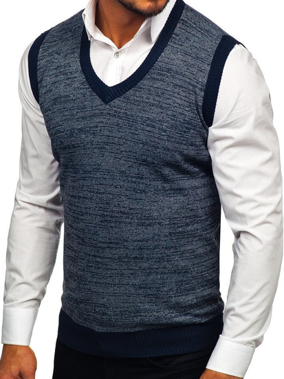 Мъжки пуловер без ръкави тъмносин Bolf 8131