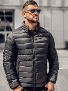 Черно капитонирано преходно мъжко яке Bolf LY33A