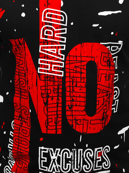 Черна мъжка тениска с принт Bolf JS1856