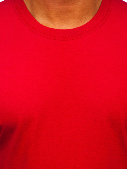 Червена мъжка памучна изчистена тениска Bolf B459