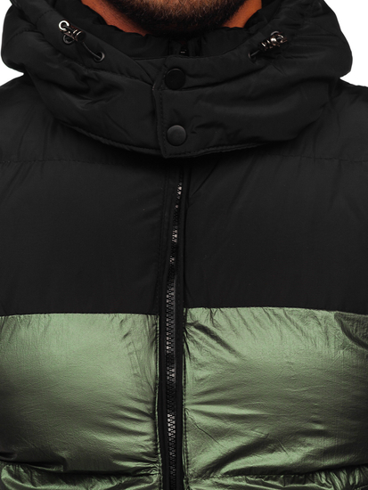 Зелен мъжки елек с качулка капитониран Bolf 13079