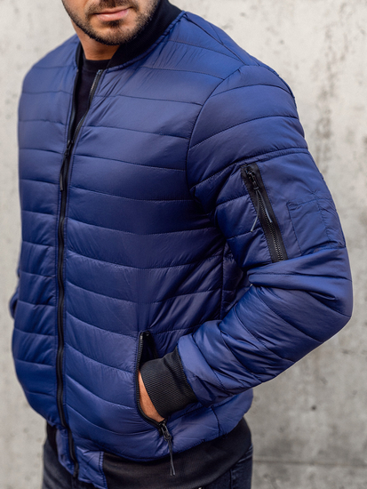 Тъмносиньо мъжко преходно яке капитонирано тип бомбър Bolf MY-02