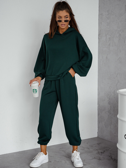 Дамски двуцветен спортен комплект с качулка бутилков Bolf 525