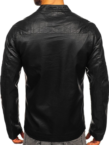 Мъжко кожено яке черно Bolf 1130