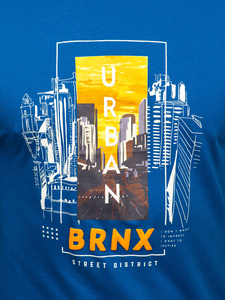 Синя памучна мъжка тениска с щампа Bolf MPO3452