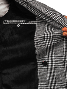 Сиво топло мъжко карирано палто Bolf 1192