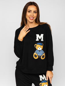 Черен дамски анцуг с апликации Bolf 52308