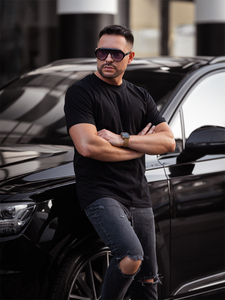 Мъжка тениска без принт черна Bolf 14291