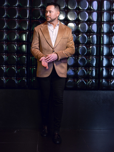 Мъжко кадифено яке в цвят Camel Bolf 24410