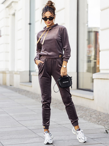 Графитен плюшен дамски анцуг Bolf 637