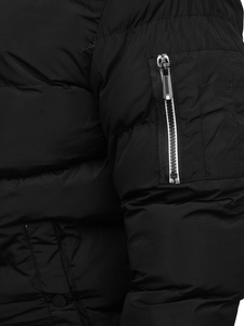 Черно капитонирано мъжко зимно яке Bolf 6971