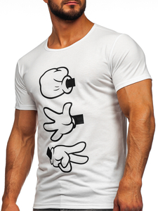 Бяла мъжка тениска с принт Bolf KS1997