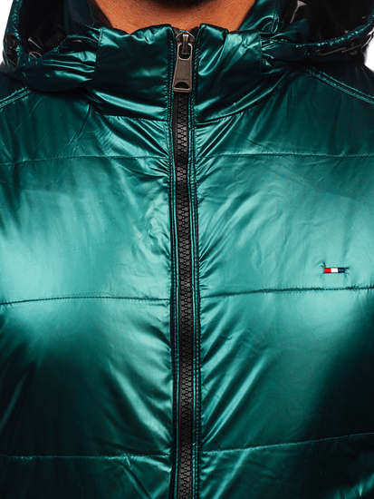 Зелено капитонирано  мъжко преходно спортно яке Bolf 2143