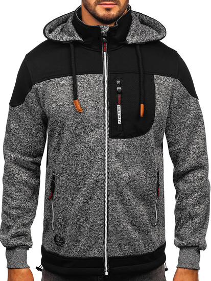 Антрацитен мъжки суичър-яко с качулка Bolf TC1268