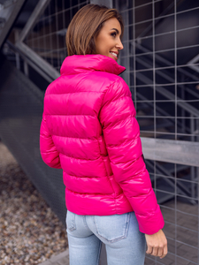 Розово капитонирано дамско зимно яке без качулка Bolf 23061