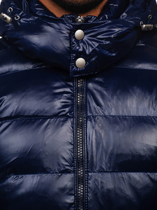 Тъмносиньо капитонирано мъжко зимно яке Bolf 9981