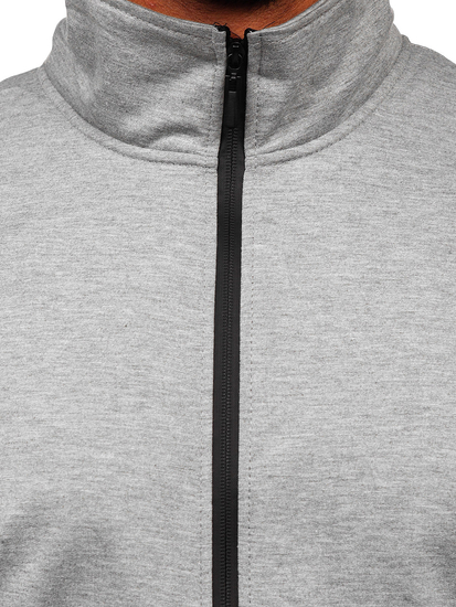 Сив мъжки суитшърт с цип, без качулка Bolf B069