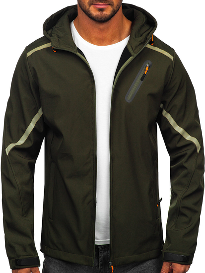 Мъжко преходно яке softshell в цвят каки Bolf HSS037