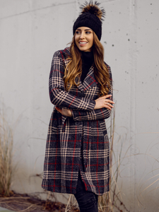 Графитно дълго топло дамско зимно палто с колан Bolf OMDL011