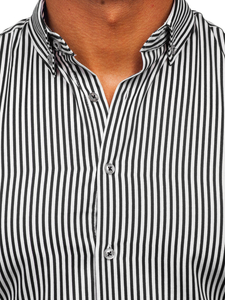 Черна мъжка раирана риза с дълъг ръкав Bolf 22731