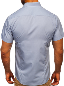 Светлосиня мъжка риза с къс ръкав Bolf 7501