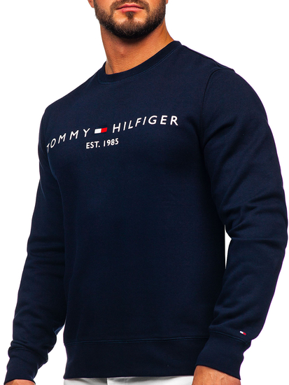 Тъмносин мъжки суитчър без качулка с принт Tommy Hilfiger MW0MW11596