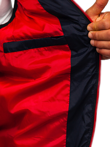 Тъмносин мъжки капитониран елек с качулка Bolf 6875