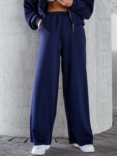 Дамски двуцветен спортен комплект с цип тъмносин Bolf 821109