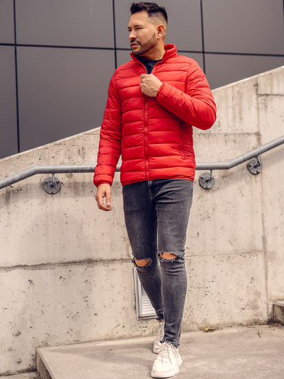 Червено капитонирано преходно мъжко яке Bolf LY33A