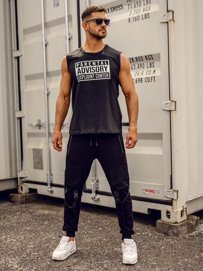 Черен потник с принт Bolf 14828A