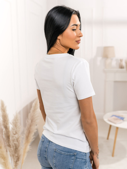 Бяла дамска тениска с апликация Bolf 95T2510