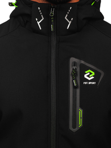 Чернo-зелено мъжко преходно яке softshell Bolf WX085