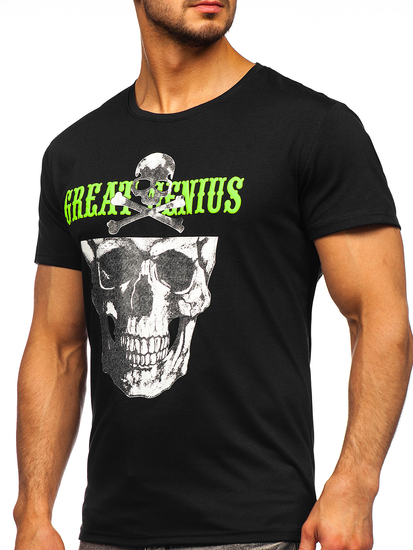 Черна мъжка тениска с принт Bolf Y70005