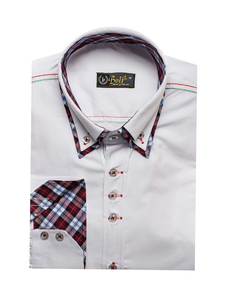 Мъжка елегантна риза с дълъг ръкав бяла Bolf 2701
