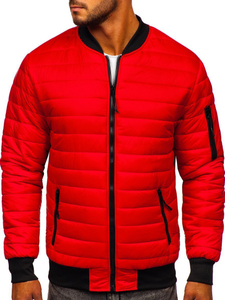 Червено преходно мъжко капитонирано яке бомбър Bolf MY-02A