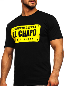 Черна мъжка тениска с принт Bolf 192364