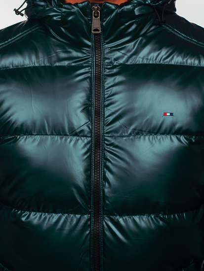Зелено капитонирано зимно мъжко спортно яке Bolf EX2138