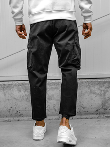 Черни мъжки панталони с карго джобове Bolf 77323A