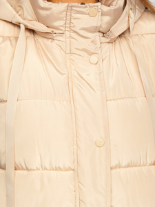 Бежово дълго дамско капитонирано яке oversize Bolf 81276