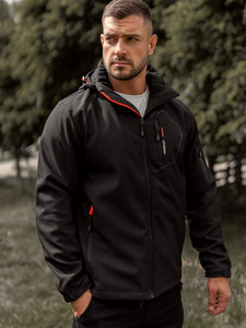 Черно-оранжево мъжко преходно яке softshell Bolf WX088A