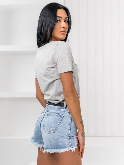 Сива дамска тениска без принт Bolf SD211