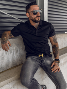 Черна мъжка поло тениска Bolf 8T80